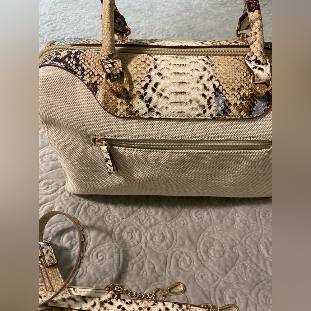 Faux Snakeskin and Cloth Metallic Anne Klein Purse - Picture 9 of 16